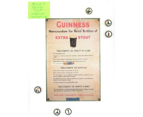 6 Small early 20th century buttons from the Guinness Beer Co. These buttons advertising the Irish Beer company are reverse in