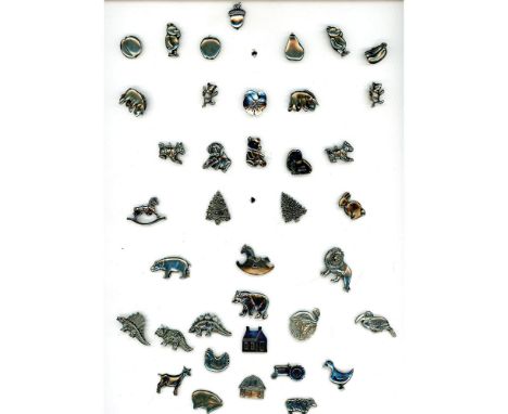 38 Small and Medium 20th century Danforth Pewter Buttons. This large card includes many different animals and other subject m