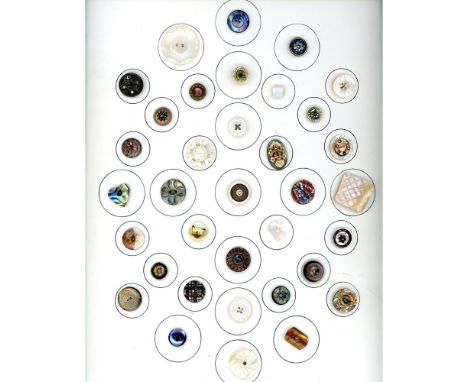 35 Small and medium assorted techniques in mother of pearl. This lot includes some nice carved examples like the oval example
