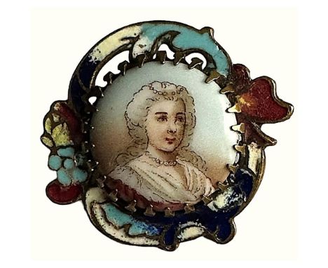 1 large medium 19th century unusual head button. What makes this button more uncommon and unusual is that it combines enamel 