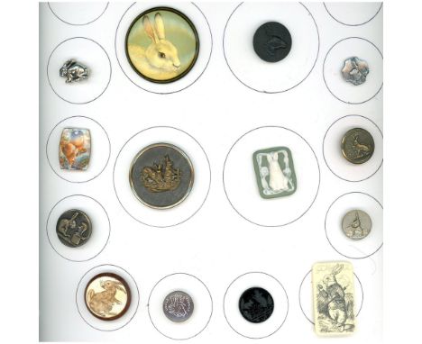 15 S/M/K 19th &amp; 20th century buttons specialized to Rabbits. Here is a nice selection of Rabbit buttons to include a beau