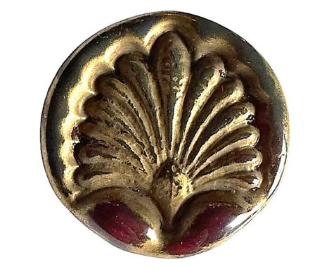 1 Large 20th century Red glass shell button. Bimini glass buttons have become quite the rage in the past 10-20 years. They we