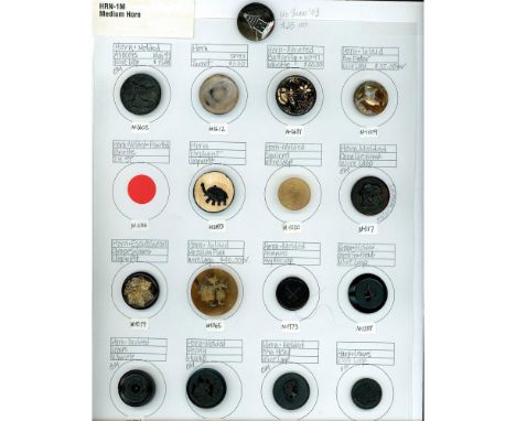 16 Medium size 19th &amp; 20th century buttons including pictorial. This card includes several nice examples like the Elephan