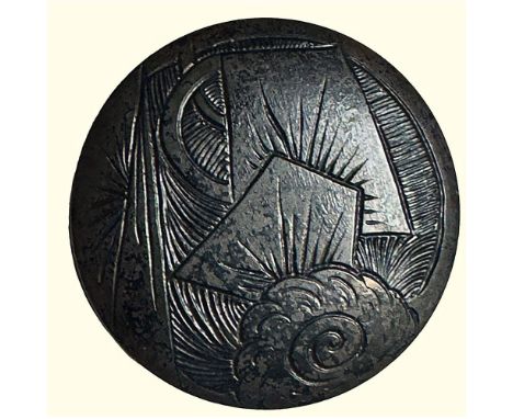 1 Large early 20th century engraved button by Henri Hamm. This very cool button by a French designer known for designing and 