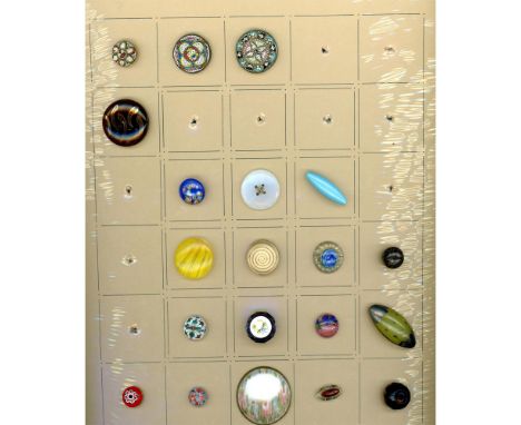 20 S/M/L late 19th early 20th century buttons including mosaics. This card includes three very nice Italian mosaics in metal 