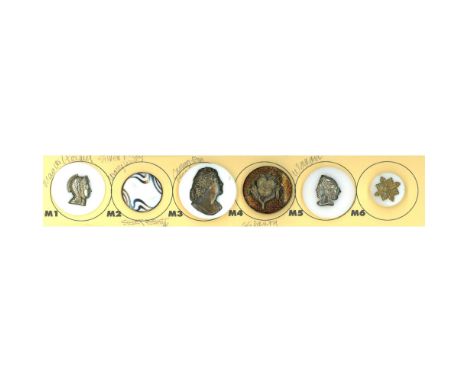6 Medium &amp; Large 19th C. examples mostly with brass escutcheons. This partial card includes a wonderful large medium thic