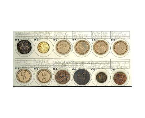 12 Medium 19th &amp; 20th century examples including SPORTS. This partial card includes a set of 6 gilded brass buttons depic