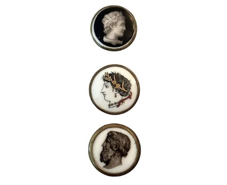 3 Medium 19th century examples known as Liverpool Transfers. Here we have three altogether different but similar buttons. Eac