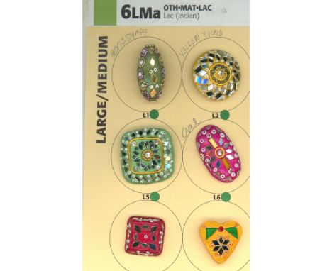 6 Medium and Large 20th century examples with "Glitzy" mirrors. Nikki had a whole card of these flashy buttons from India. Th