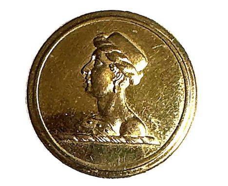 1 Medium 19th century example with a women's head. Here is a beautiful crest in brass with a womens bust depicted. Issued: DI