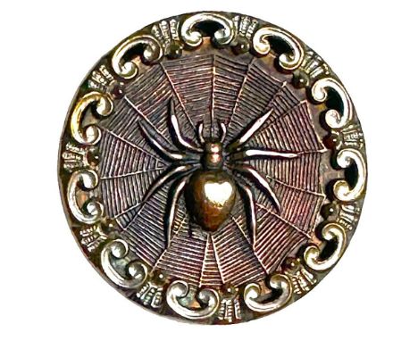 1 Large 19th century spider on a web button. Here is a very nice example of a spider on a web background. The web and the spi