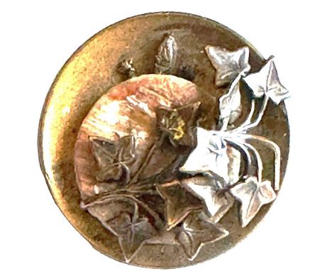 1 Medium size 19th century turtle and leaves button. Here is a really fun button of a turtle under a rock. The brass base is 