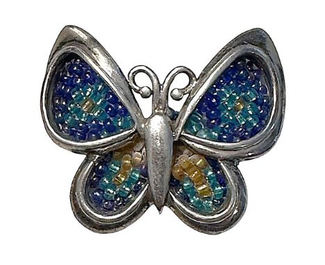 1 Large 20th century realistic Plique A Jour enamel butterfly. Here is an incredible artist made button in silver and enamel.