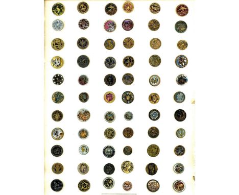 66 Small 19th C. assorted metal buttons including pictorial. WOW, thats a chocked full card of nice condition small metal pic