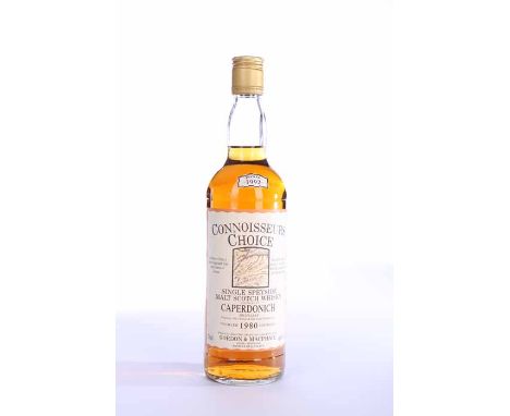 CAPERDONICH 1980 CONNOISSEURS CHOICE
Speyside Single Malt Scotch Whisky. Distilled 1980 and bottled 1992. Bottled by Gordon &