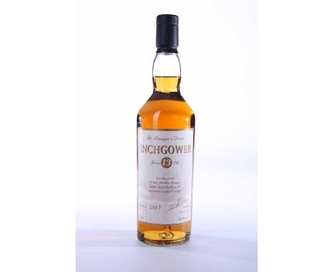 INCHGOWER 13 YEARS OLD THE MANAGER'S DRAM
Speyside Single Malt Scotch Whisky. Bottled June 2007, bottle no. 0847. 70cl, 58.9%