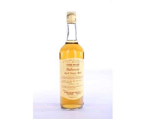 BALVENIE OVER PROOF 
Single Malt Scotch Whisky. Put into cask in November 1969. Bottled by Robert Watson (Aberdeen) Ltd. 26 2