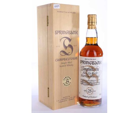 SPRINGBANK MILLENNIUM COLLECTION AGED 25 YEARS
Campbeltown Single Malt Scotch Whisky. Limited edition. 70cl, 46% volume, in w