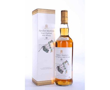 MACALLAN 10 YEAR OLD SPEAKER MARTIN'S 
Highland Single Malt Whisky. Specially selected by Speaker of the House of Commons Mic