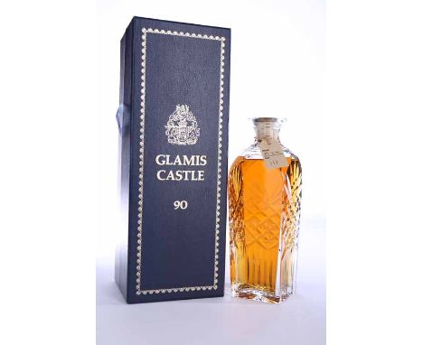 GLAMIS CASTLE 90 DECANTER
Blended Scotch Whisky, aged for 25 years and bottled in a Brierley Full Lead Crystal Decanter, no. 