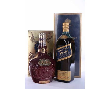 JOHNNIE WALKER BLUE LABEL
Blended Scotch Whisky, labelled for the Asian market. Bottle No. J 2001 JW. 75cl, 43% volume, in pr