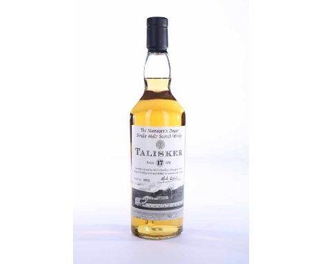 TALISKER 17 YEARS OLD THE MANAGER'S DRAM
Highland Single Malt Scotch Whisky. 2011 edition, bottle no. 0336. 70cl, 55.2% volum