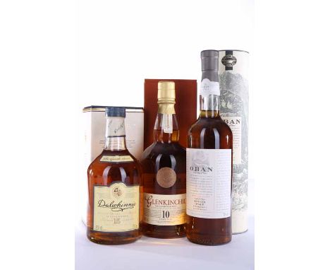 DALWHINNIE 15 YEARS OLD
Highland Single Malt Scotch Whisky. 70cl, 43% volume, in carton. 
GLENKINCHIE 10 YEARS OLD
Lowland Si