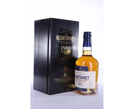 GLENTURRET 1986 AGED 26 YEARS 
Highland Single Malt Scotch Whisky. Limited edition, bottled by Hunter Laing. NCF. 70cl, 46.8%