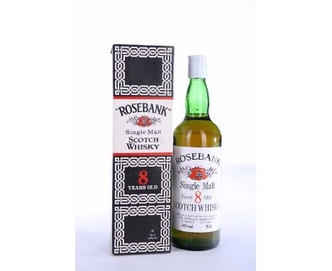ROSEBANK 8 YEARS OLD
Lowland Single Malt Scotch Whisky. Especially bottled in Scotland for The Distillers Agency Ltd., Edinbu