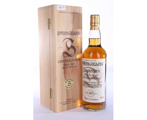 SPRINGBANK MILLENNIUM COLLECTION AGED 40 YEARS
Campbeltown Single Malt Scotch Whisky. Limited edition. 70cl, 40.1% volume, in