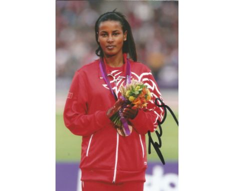 Olympics. Maryam Yusuf Jamal signed 6x4 colour photo. Bahraini olympic gold medalist(originally bronze upgraded to gold) in t