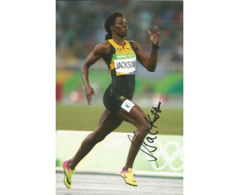 Olympics. Shericka Jackson signed 6x4 colour photo. Jamaican Olympic silver and bronze medalist at the women's 4x400m and 400