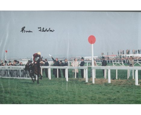 Horse Racing. A Brian Fletcher signed 12X8 colour photo pictured riding the legendary Red Rum to victory in the Grand Nationa
