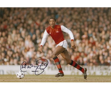 Football Autographed Chris Whyte 12 X 8 Photo colour, Depicting The Arsenal Centre-Half In Full Length Action With The Ball A