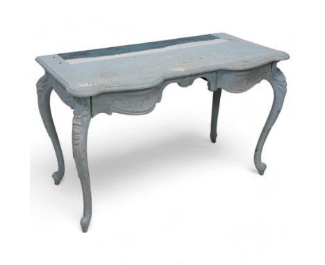 French design painted console side table, decorated with foliate scrollsDimensions: Height:&nbsp;73cm&nbsp; Length/Width:&nbs