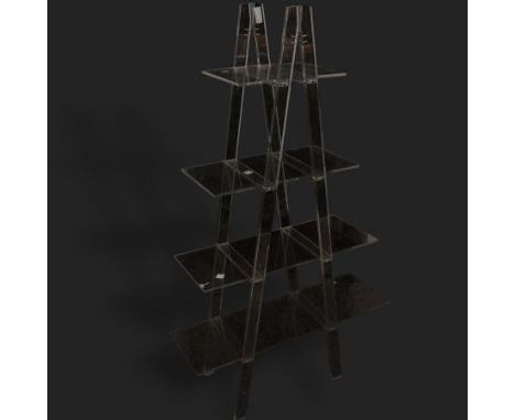 Perspex 'Ladder' shelving unit fitted with four shelves Dimensions:  Length/Width: 171cm 