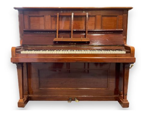 Bluthner of Leipzig - Early 20th century overstrung upright piano, serial number 79496 (1910), in a mahogany case with three 
