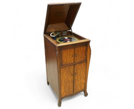 HMV - Early 20th century 'Victor talking machine' oak cased gramophone record playerDimensions: Height:&nbsp;108cm&nbsp; Leng