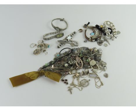 Collection of silver gem-set rings, ladies fashion wristwatches and further costume silver and costume jewellery