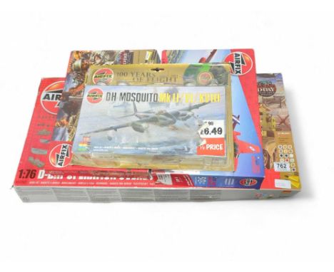 Airfix - 1:76 D-Day Operation Overlord; D-Day Battlefront; 1:48 RAF Red Arrows and 1:72 DH Mosquito kits all boxed