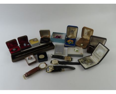 A gentleman's Swiss watch, silver and costume jewellery and other items