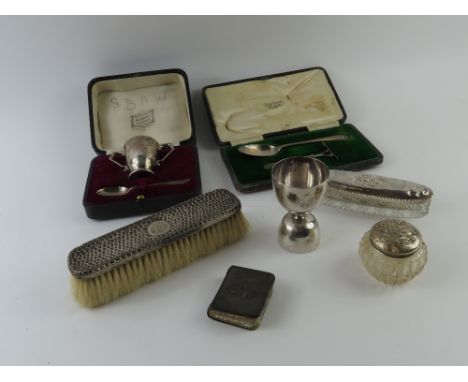 An Edwardian silver wager cup, by George Unite, Birmingham, 1902, An Irish silver egg cup and associated spoon, silver Mappin