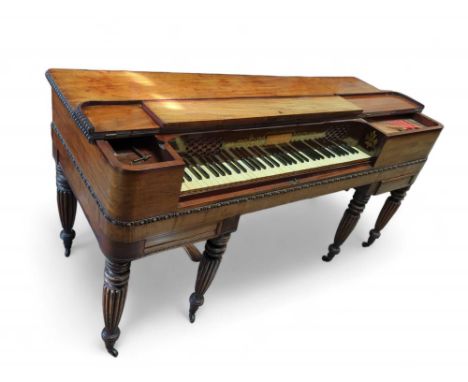 A 19th-century Tomkinson square-shaped piano on six legs. 43 white keys and 30 black keys. 86cm tall, 177cm wide, 68cm deep, 