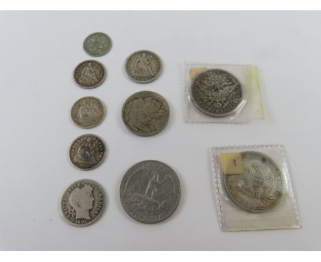 Half Dime 1859;  another 1853 with arrow at date together with other small USA coins