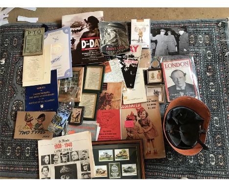 A Quantity of Wartime/Churchill Memorabilia- Ex BP Museum - to include Books, Coin, Helmet, etc...