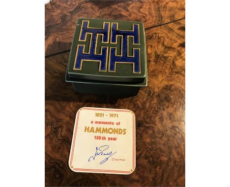 Rare Hornsea Pottery Enamelled Hammonds Box 1971 With Original Card, item is in pristine condition with original signed card 