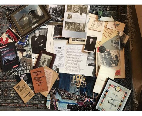 A collection of Churchill memorabilia - ex BP Museum - inc magazines, coins, etc...