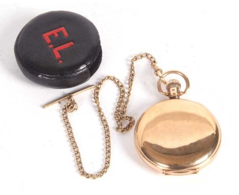 A 9ct gold Zenith Hunter pocket watch, the pocket watch is stamped 375 on the inside of the case back, it has a crown wound f