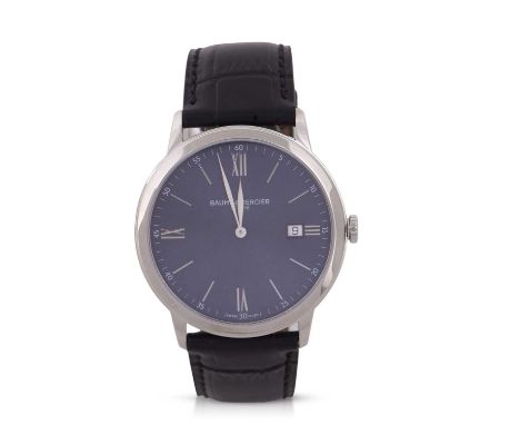 A Baume &amp; Mercier Classima gents wristwatch, reference M0A10324, it has a quartz movement, stainless steel case, blue dia