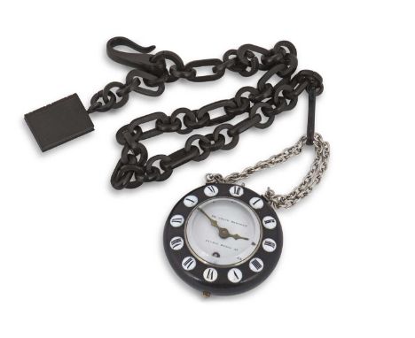 A French pocket watch cased in vulcanite along with a vulcanite watch chain, circa 1850, the movement is stamped Medaille D'o